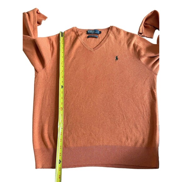 Polo Ralph Lauren Men's Orange Sweater Shirt Knit Pima Cotton, V-Neck Pullover L - Picture 4 of 5